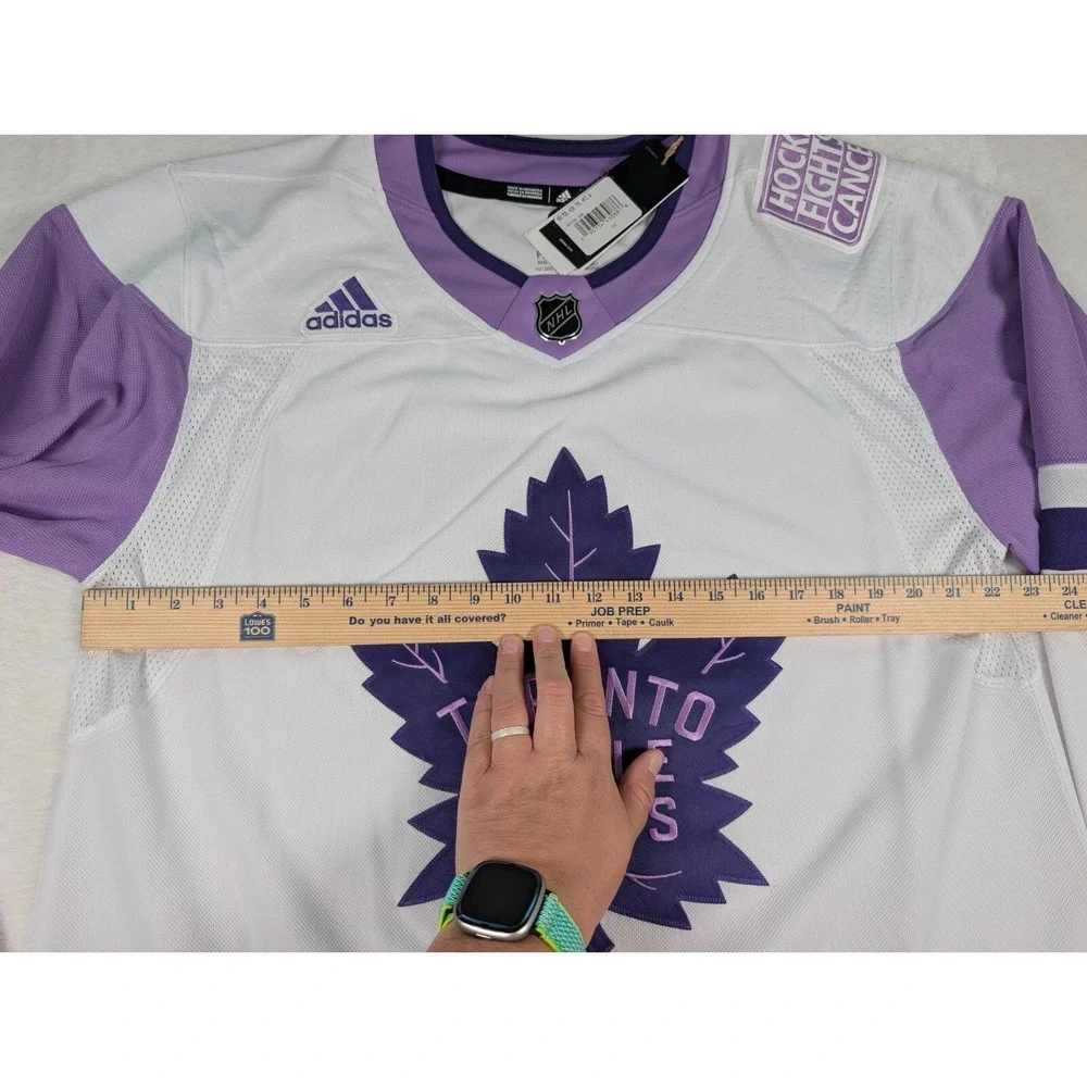 Toronto Maple Leafs Hockey‎ Fights Cancer Adidas Jersey sz 54 White Purple NWT